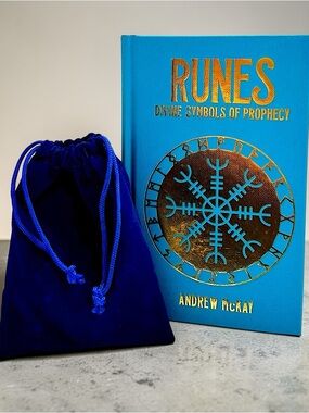Runes Divine Symbols of Prophecy Andrew McKay Book and Stones Velvet Pouch Set